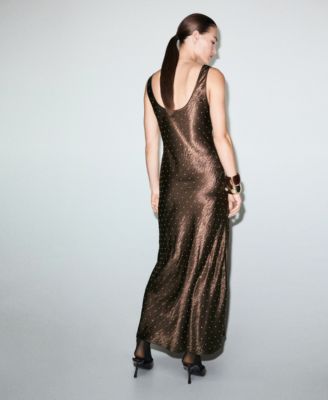 Women's Crystals Satin Crinkle-Effect Dress