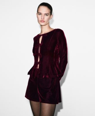 MANGO - Women's Bows Velvet Blouse