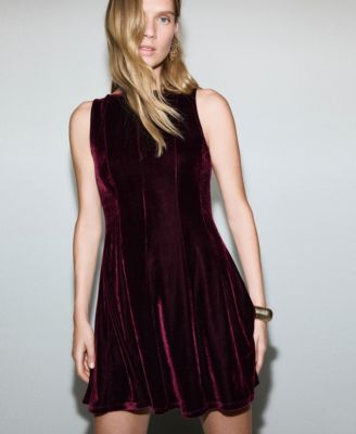 MANGO - Women's Velvet Seams Dress