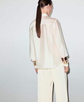 Women's Rhinestones Satin Shirt