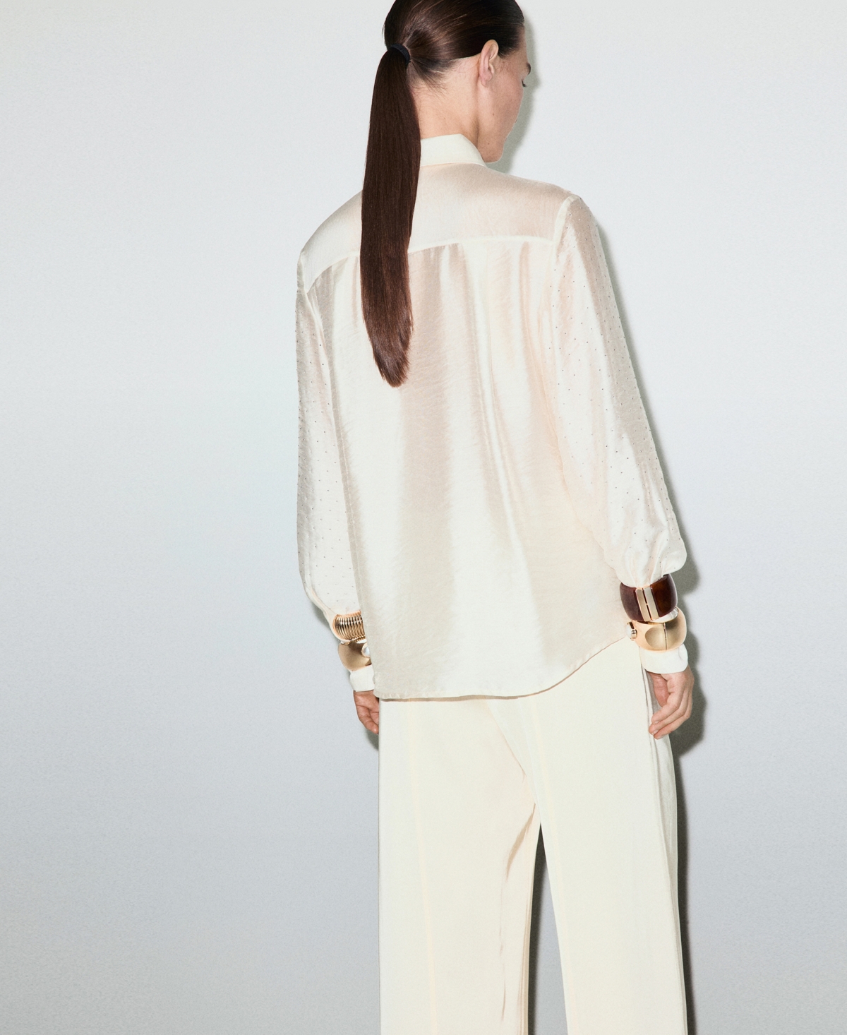 Mango Women's Rhinestones Satin Shirt