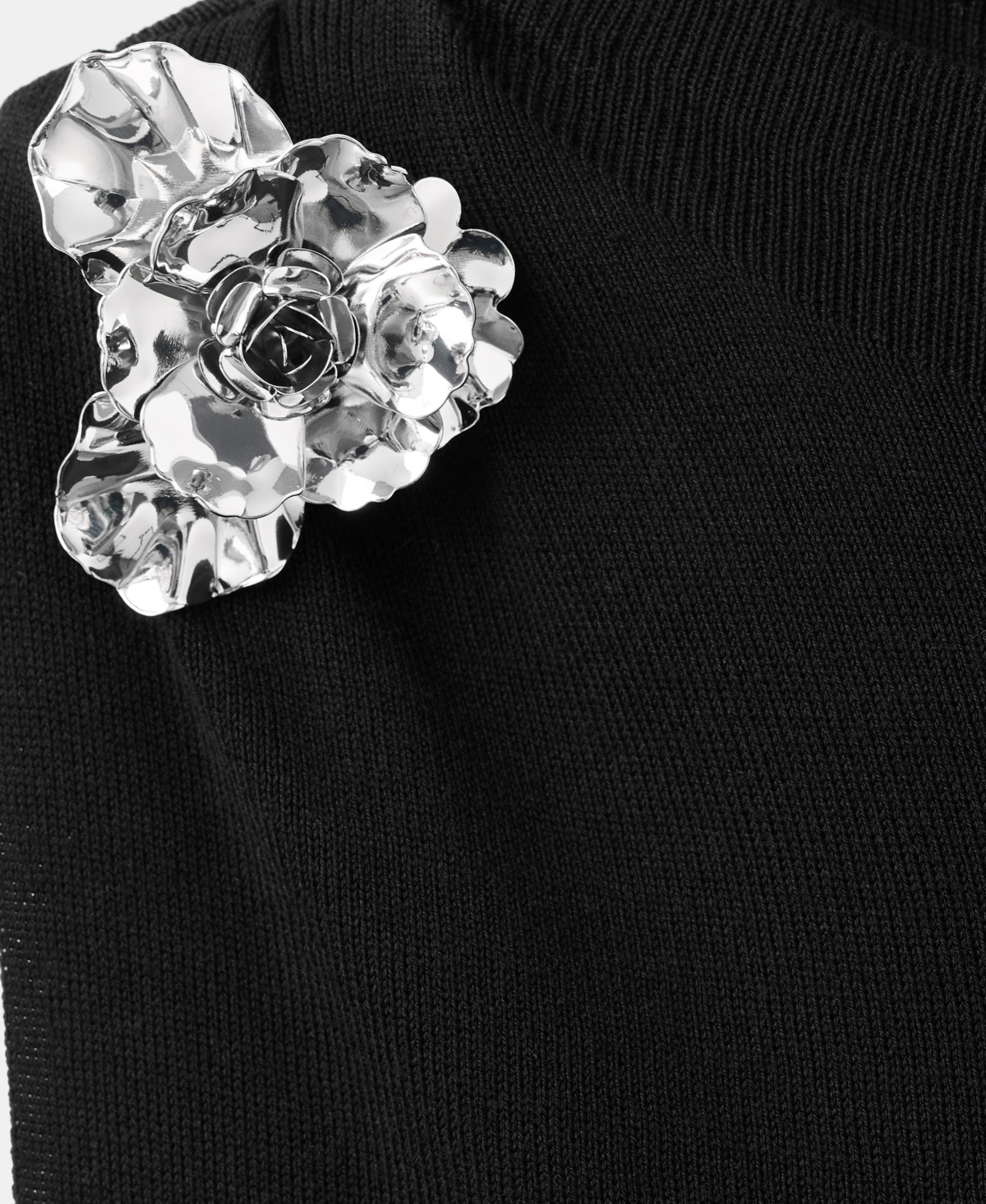 Mango Women's Metallic Flower Knitted Top