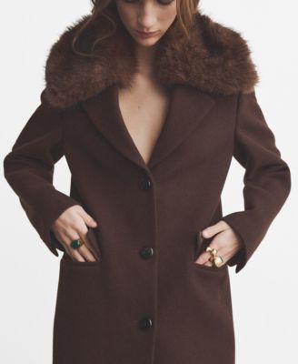 Women's Fur Collar Wool Coat