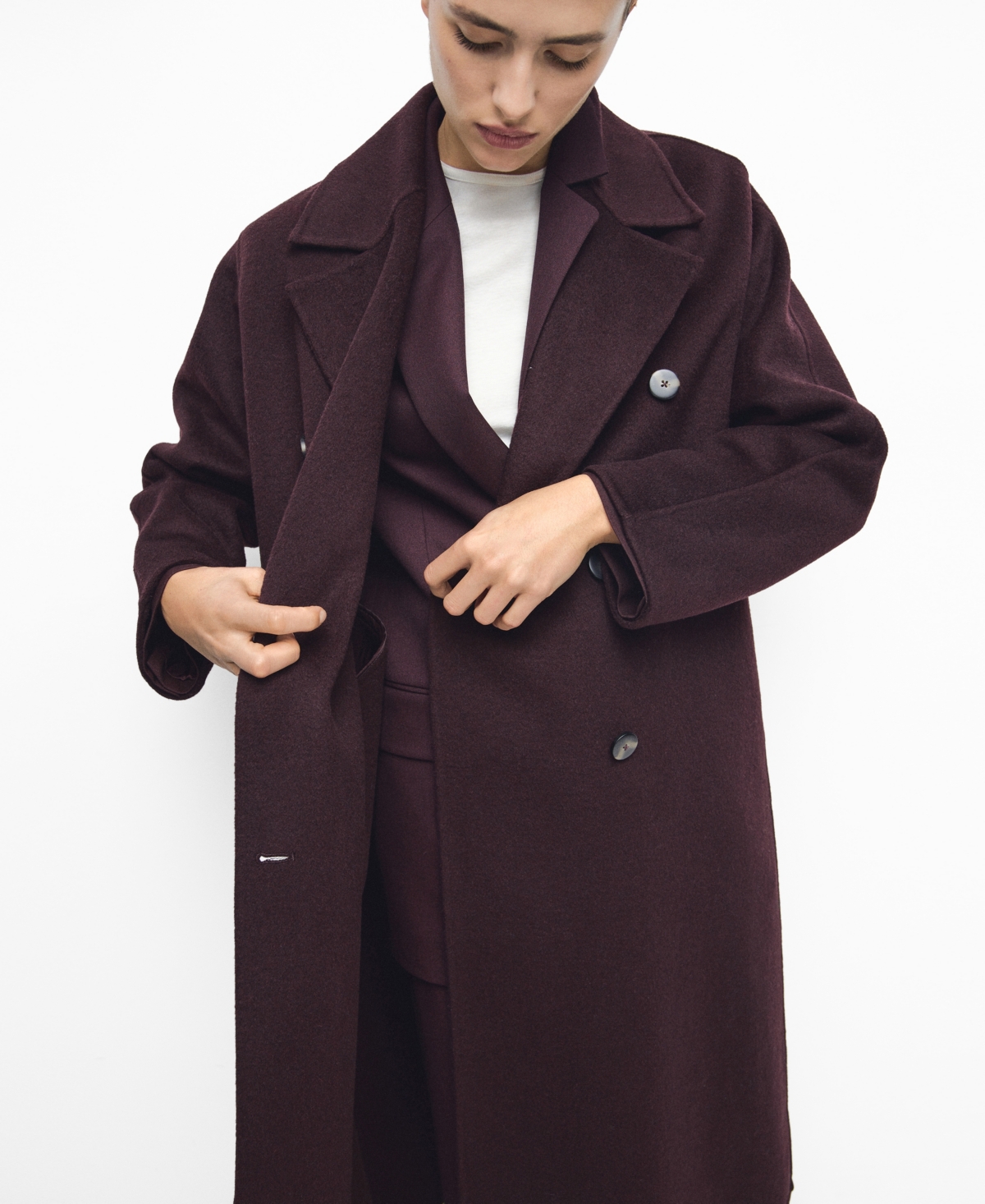 Mango Women's Handmade Oversized Wool Coat