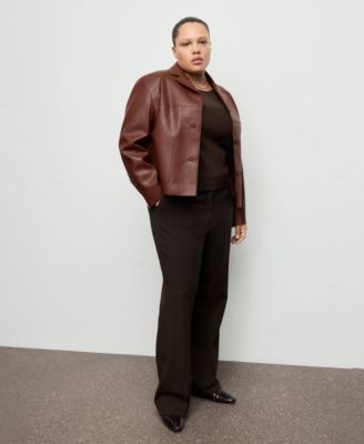 Women's Pockets Faux-Leather Jacket