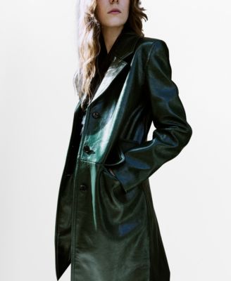 MANGO - Women's Long Faux-Leather Coat