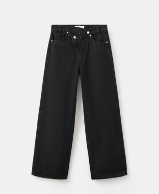 Women's Crossover Waistband Wide-Leg Mid-Rise Jeans