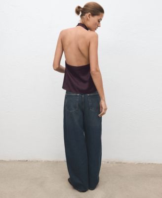 Women's Draped Neck Satin Top