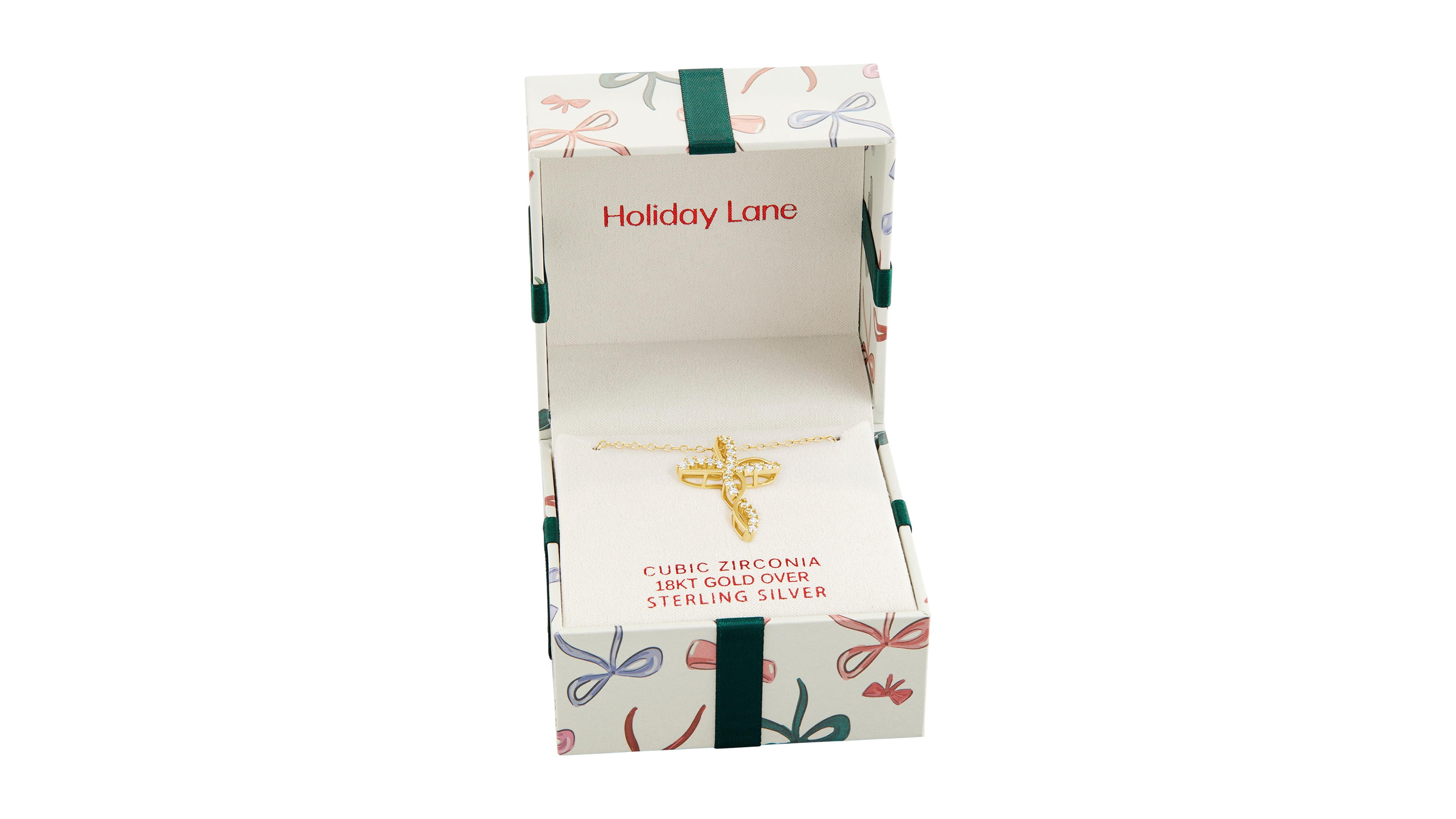 Holiday Lane Cubic Zirconia Cross Pendant Necklace, Macy's Exclusive