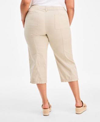 Plus Size Seam Utility Capri Pants