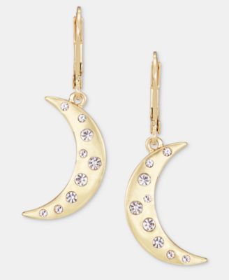 Pav&eacute; Moon Drop Earrings