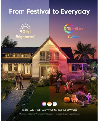 Permanent Outdoor Lights E22, 100ft+ 50ft kit (Total 150ft) with 90 Triple-LED Lights