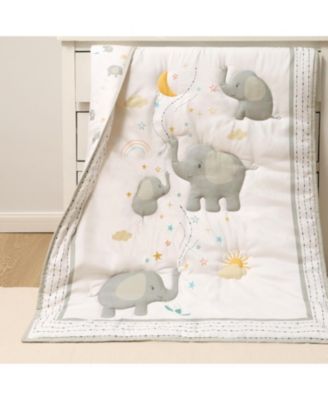 Baby Crib Bedding Set Girls, Elephant Whimsy, 3 Pieces