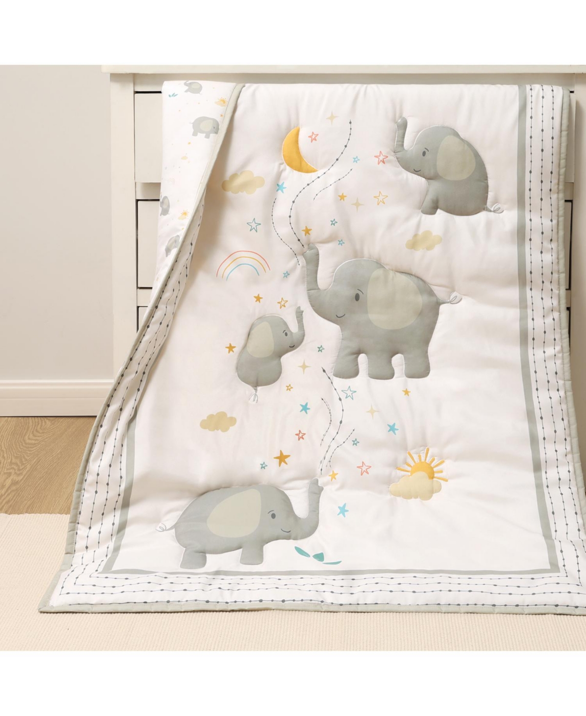 The Peanutshell Baby Crib Bedding Set Girls, Elephant Whimsy, 3 Pieces