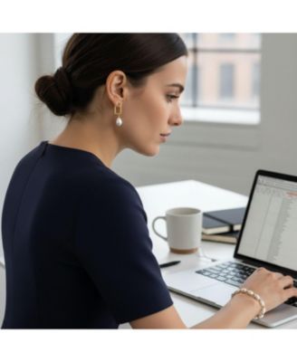 White Freshwater Baroque Pearl Bracelet & Teardrop Pearl Huggie Earrings Jewelry Set Gold Plated