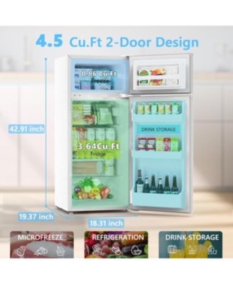 Compact Refrigerator,4.5 Cu.Ft. Mini Separate Freezer Double 2-Door Adjustable Removable Shelves for Apartment/Dorm/Office,WHITE