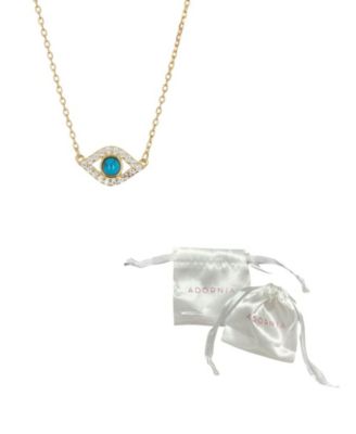 14k Gold-Plated Evil Eye Charm Pendant Necklace, 15" + 2" extender