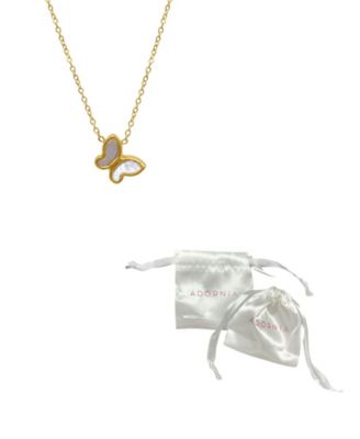 White Mother Of Pearl Butterfly Necklace