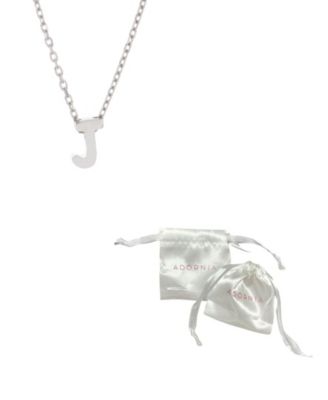 Rhodium-Plated Mini Initial A Pendant Necklace, 16" + 2" extender