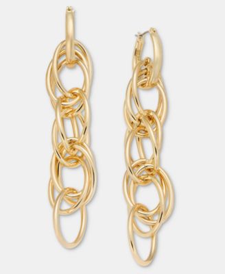 Gold-Tone Multi Link Chain Drop Earrings
