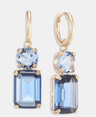 Gold-Tone Glass Stone Mixed Cut Drop Earrings
