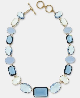 Gold-Tone Glass Stone Mixed Cut Collar Toggle Necklace, 17"