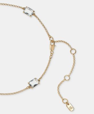 Gold-Tone Glass Stone Station Necklace. 16" + 3" extender