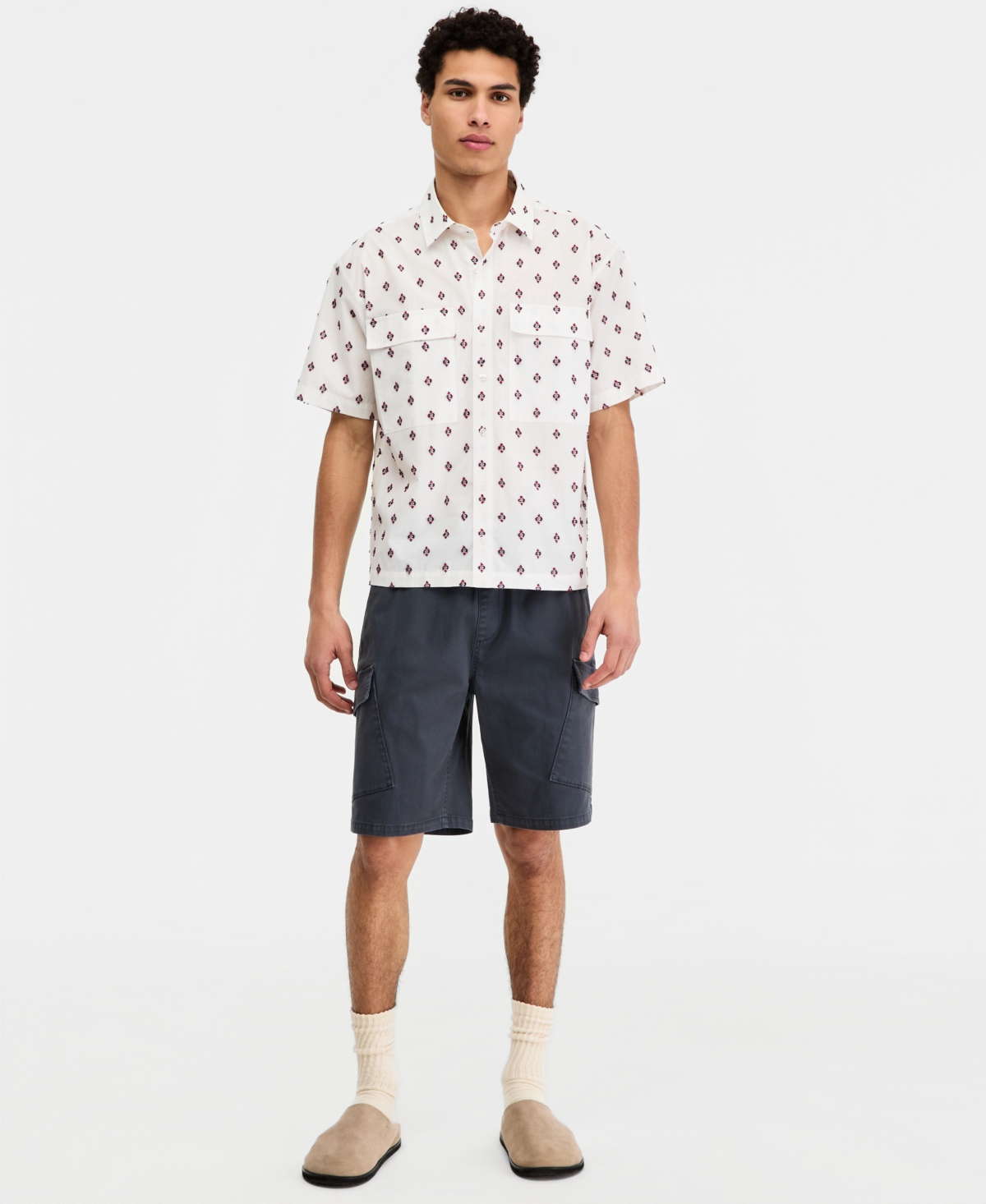 Sun + Stone Men's Cotton Houdini Geo-Print Short-Sleeve Shirt, Macy's Exclusive