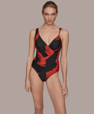 Donna Karan Women's Wrap Front One-Piece Swimsuit