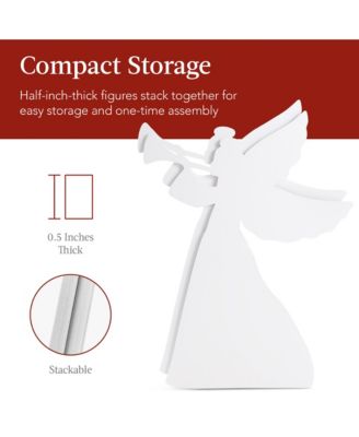 3ft Set of 2 Christmas Angel Yard Decorations w/ Weather-Resistant PVC, 4 Stakes