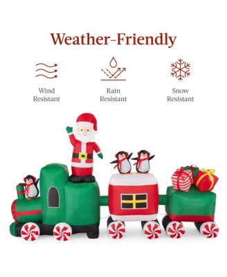 8.5 x 5ft Pre-Lit Inflatable Christmas Train & Animated Santa Claus w/ 10 LED Lights, Ground Stakes