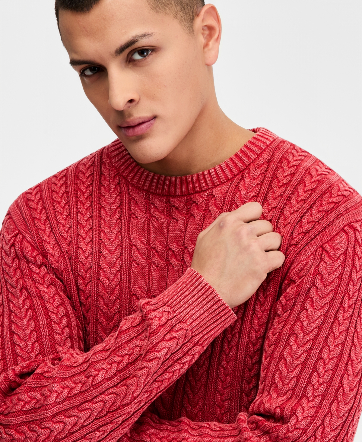 Sun + Stone Men's Cotton Fisherman Cable-Knit Sweater, Macy's Exclusive