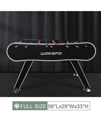 56 Inch Foosball Table for Adults and Teens, Black MDF Soccer Game Table with 2 Balls and Drink Holders for Game Room or Home Entertainment
