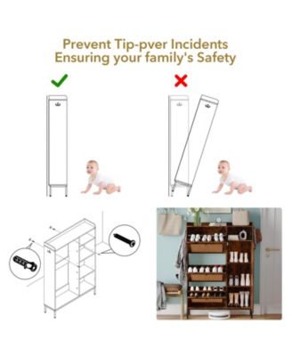 Rattan Shoe Storage Cabinet with 3 Flip Drawers, Freestanding Organizer with Adjustable Shelves for Entryway, Shoe Rack Cabinet for Hallway