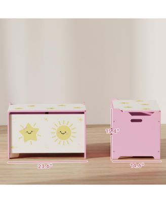 Toy Box for Kids, Toy Chest with Lid, Safety Hinges, Handles,