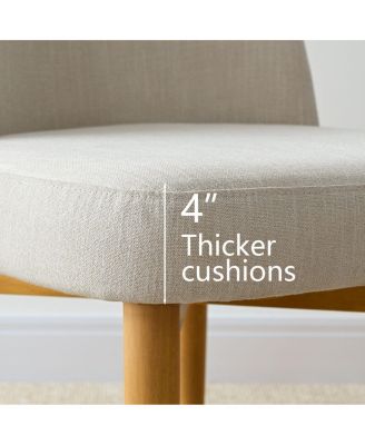 3-Piece Round Dining Table Set, 35" Wood-Look Pedestal Table with Fabric Upholstered Chairs for Small Kitchens