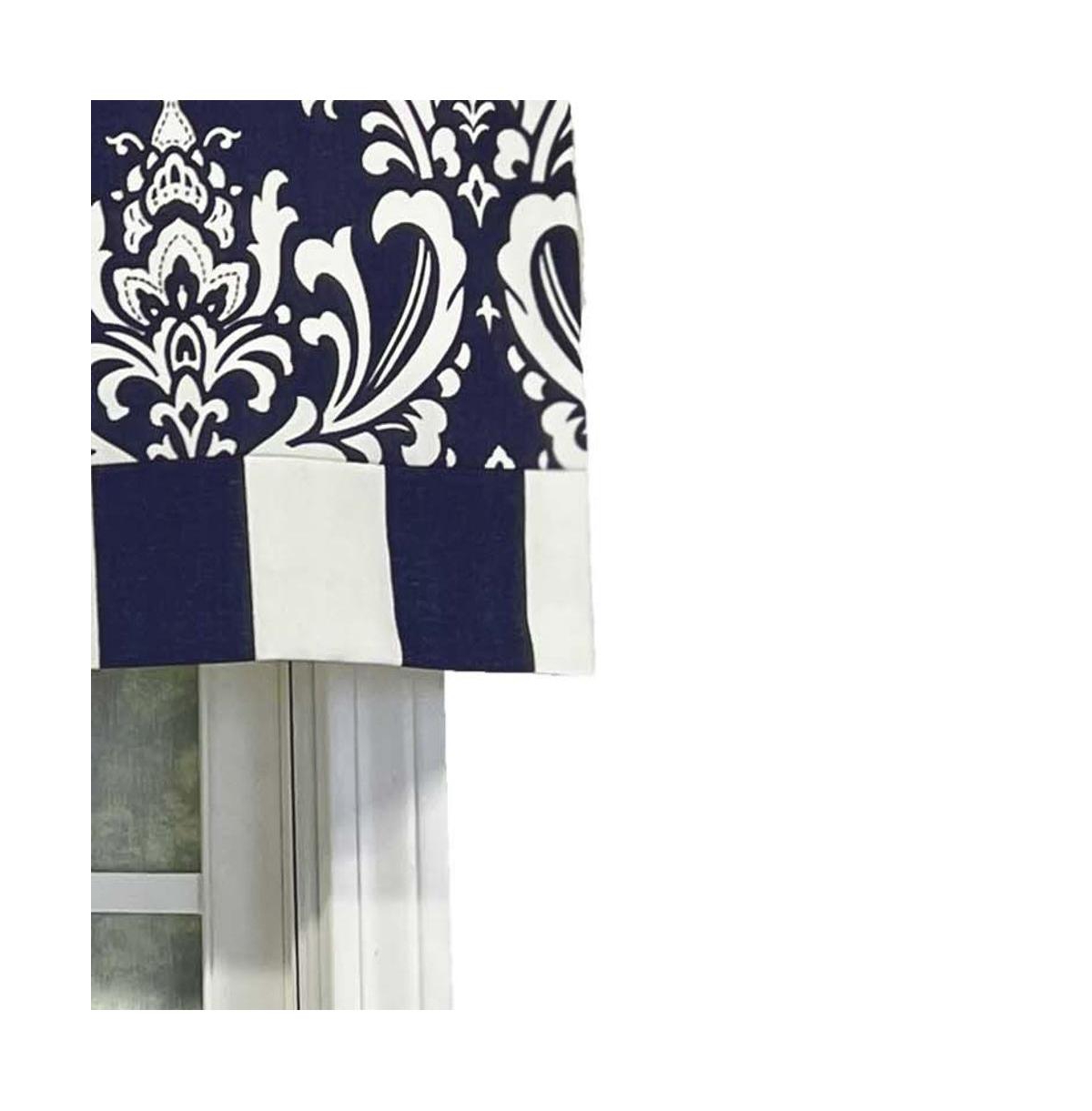 Rlf Home Ozbourne Style Banded 3" Rod Pocket Valance 50" x 16" Navy