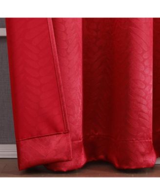 1 Piece Priscilla Light Filtering Grommet Top Embossed Leaves Jacquard Window Curtain Panel - Champagne