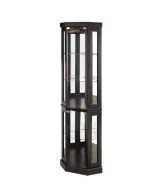 Streamdale Lighted Corner Curio Cabinet - Display Case - Black