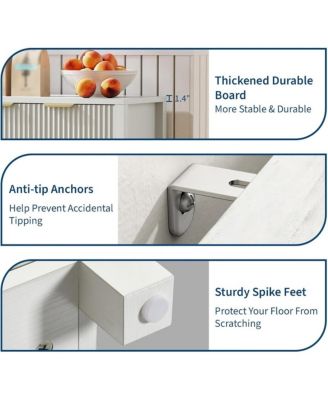 55" Fluted Sideboard Buffet Cabinet, Large Coffee Bar with Adjustable Shelves, Modern Storage Console Cabinet for Living Room.