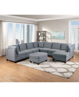 9-Piece Sectional Living Room Furniture Set With Ottomans