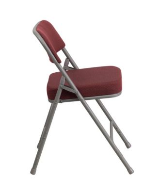 2 Pack Premium Curved Triple Braced & Hinged Fabric Upholstered Metal Folding Chair