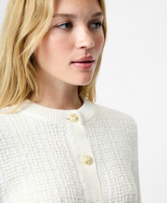 Women's Metallic Tweed Knit Cardigan Sweater