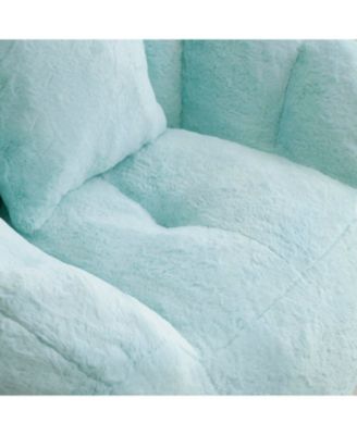 Giant Faux Fur Bean Bag Chair with Footstool