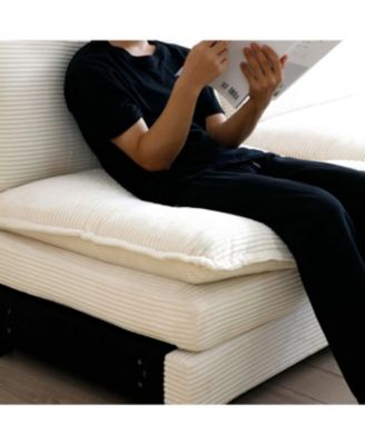 Streamdale Beige Corduroy Ottoman Footstool for 2, 3, and 4 Seater Sofas