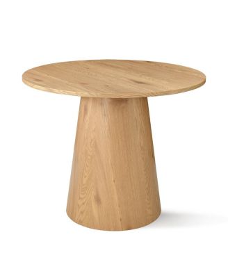 3-Piece Round Dining Table Set for 2 with Boucle Armchairs, Modern Wood Finish Table and Upholstered Chairs for Small Spaces