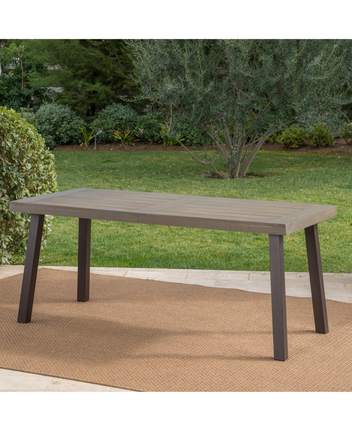 Streamdale Furniture Della Acacia Wood Dining Table, Grey/Rustic Metal