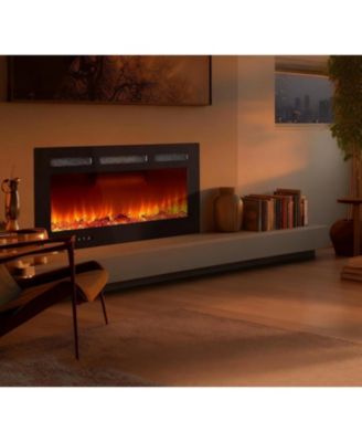 30" Wall Mounted Electric Fireplace Heater, 12 Flame Colors, Timer, Touch Screen, 750/1500W for Living Room