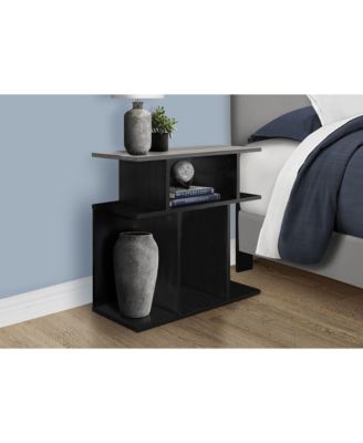 Accent Table, Side, End, Nightstand, Lamp, Living Room, Bedroom, Black And Grey Laminate, Contemporary, Modern