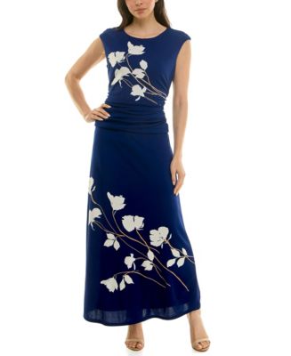 just taylor fit and flare dress JUSTTAYLOR Blue & White Fit Flare Dress Size